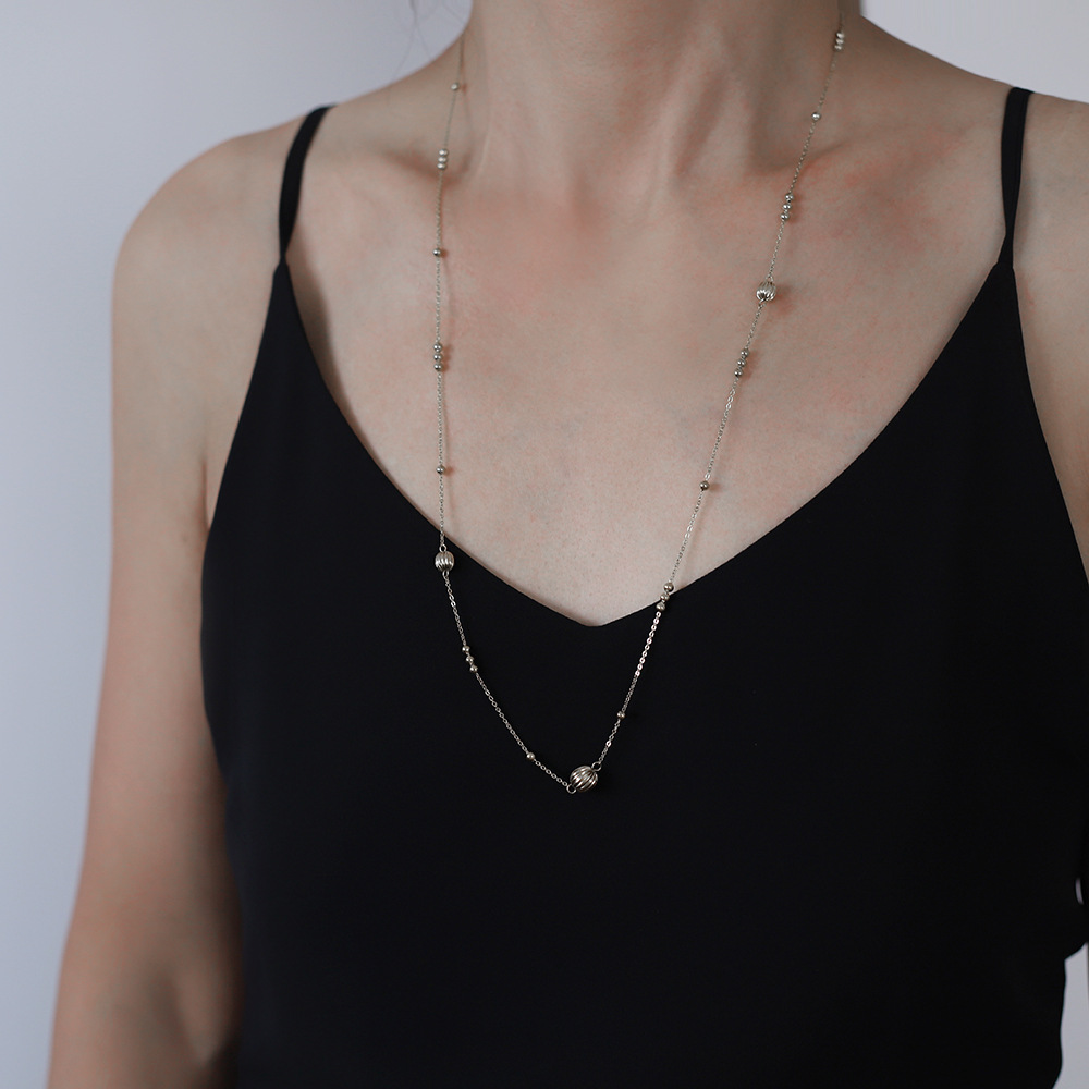 Model Show Lantern Ball Beaded Stainless Steel Necklace