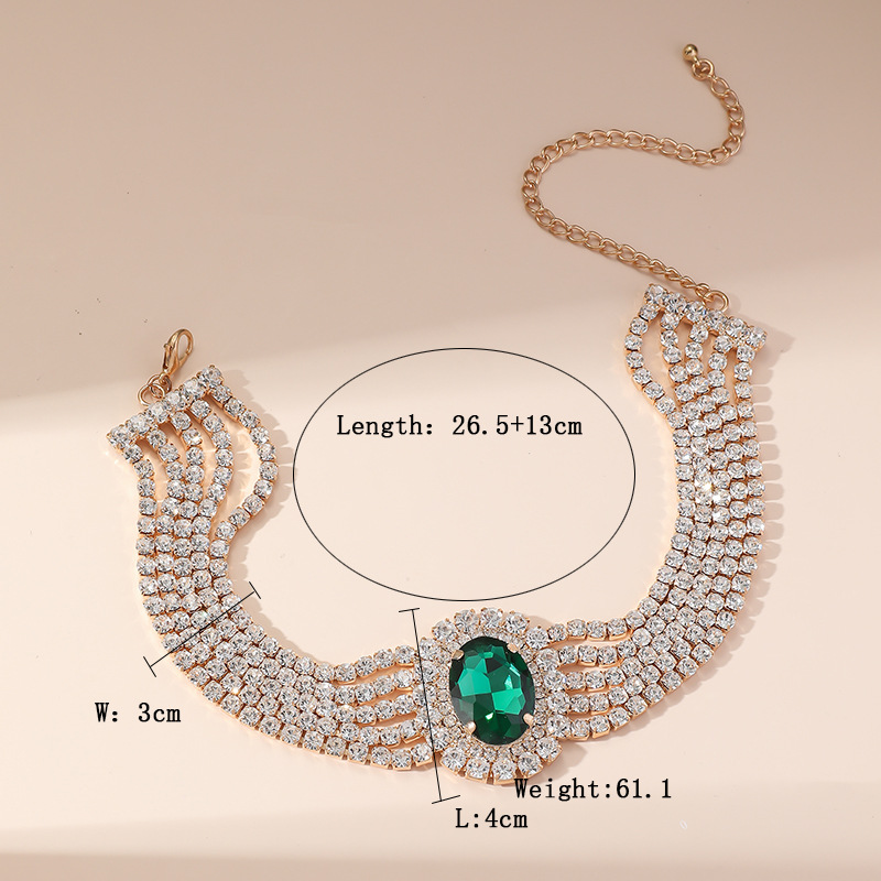 70g Weight Rhinestones Inlay Material Copper Chain Material Banquet, Cocktail Party Occasion Artificial Crystal, Copper Material Geometric Pattern Women's Gender Plating Design Elegant, Glam Style Elegant Glam Geometric Rhinestones Artificial Crystal Copper Choker Wholesale 无