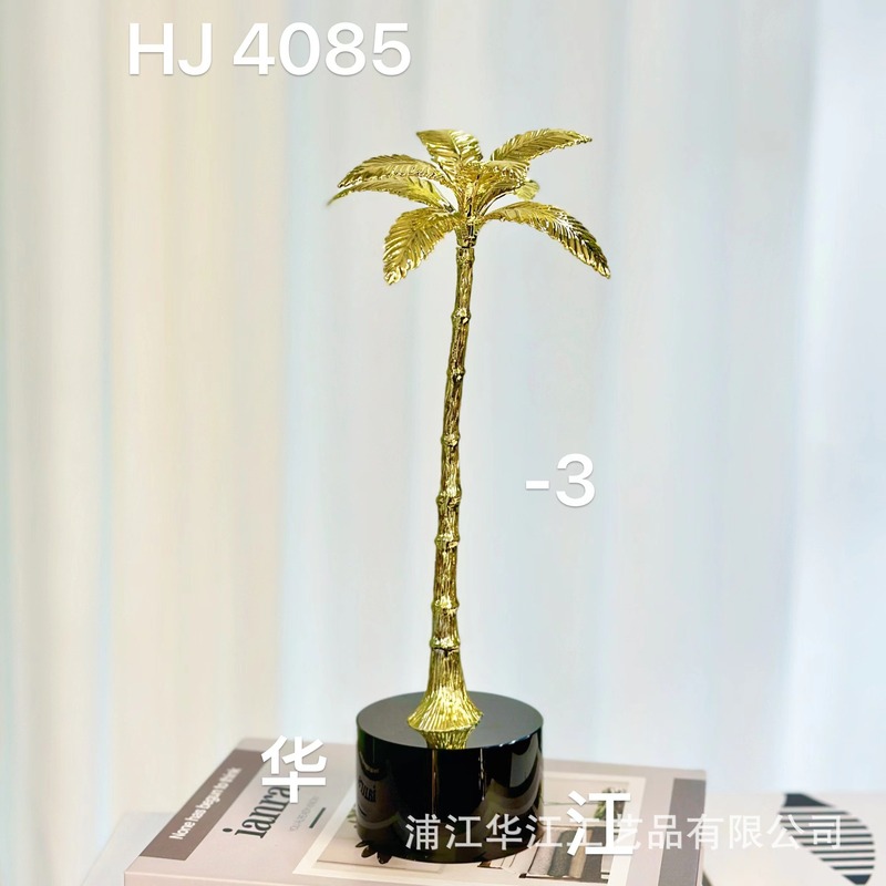 水晶黑底座镁合金椰子树玄关客厅办公室装饰酒店KTV会所摆件道具|undefined