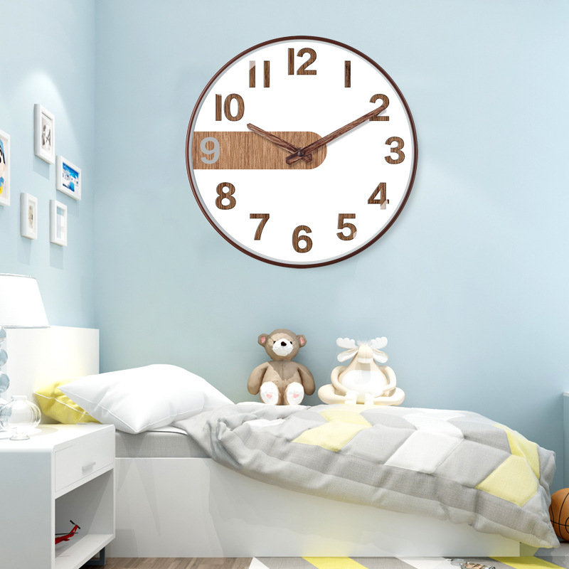 Reloj de pared de 12 pulgadas (30 cm) con acabado cepillado de bambú/madera - Estilo chino moderno - Silencioso - Para sala de estar - Venta transfronteriza
