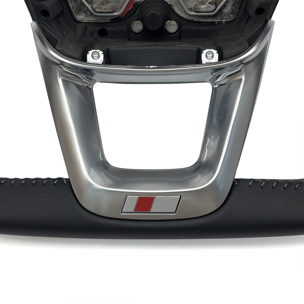 Suitable for Audi Q3 S model, semi-perforated with white stitching, no buttons, no paddles, without heated steering wheel base
