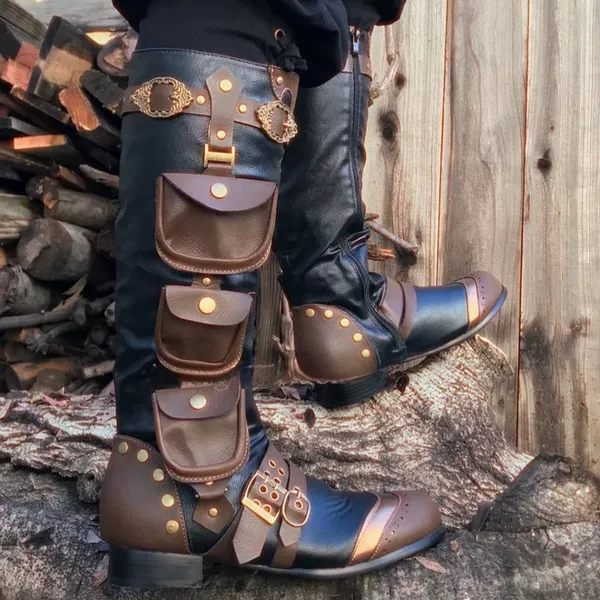 Amazon TEMU cross-border foreign trade new medieval steampunk retro high boots men's plus size role playing