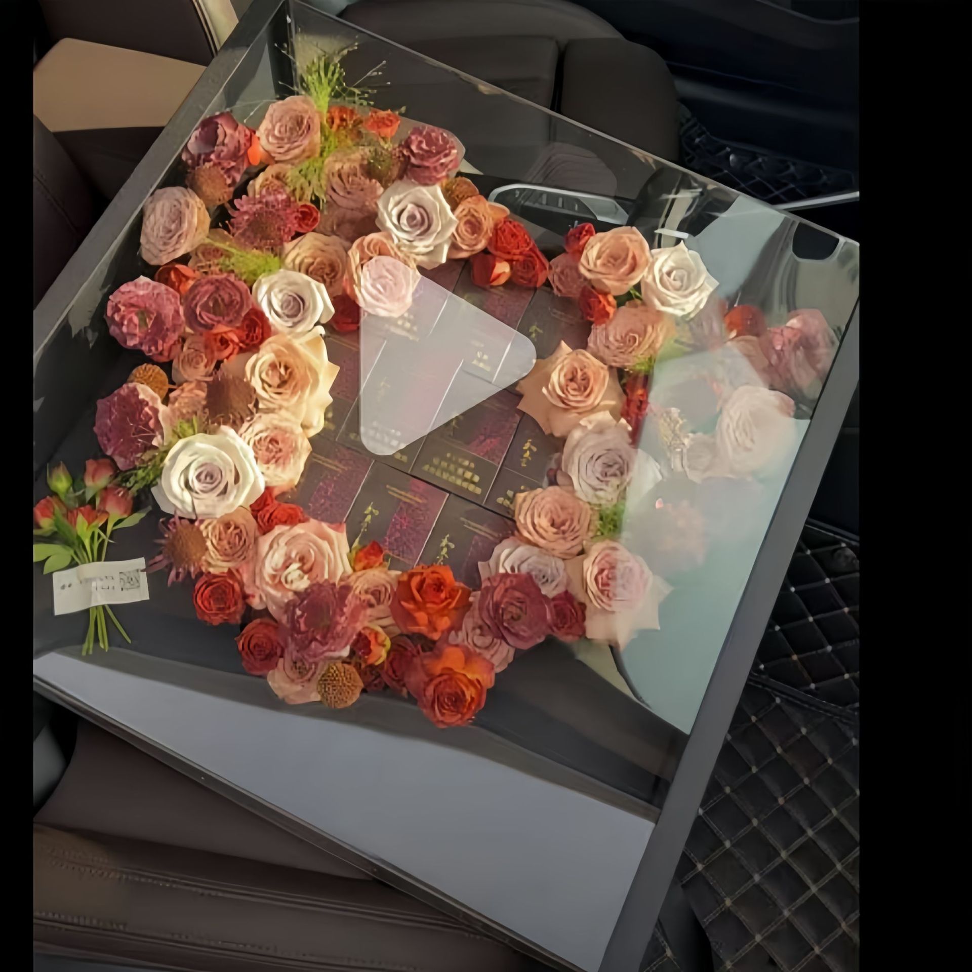 亚克力魔镜爱心礼盒有钱花diy材料包手工制作永生花盒透明包装盒