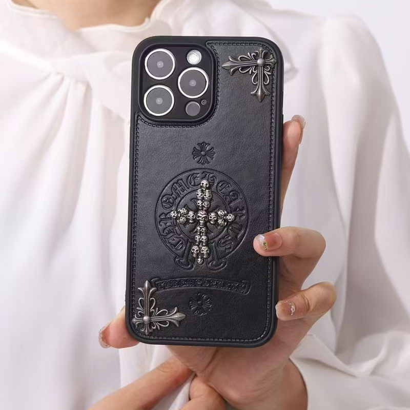 潮牌金属适用iphone15promax手机壳苹果16pro立体十字架个性13plu|undefined