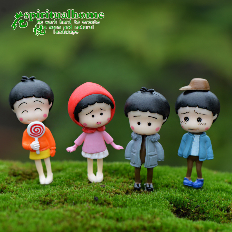 Moss Micro Landscape Creative Doll Short Hair Girl Doll DIY Decoration Accessories Car Desktop Small Ornaments