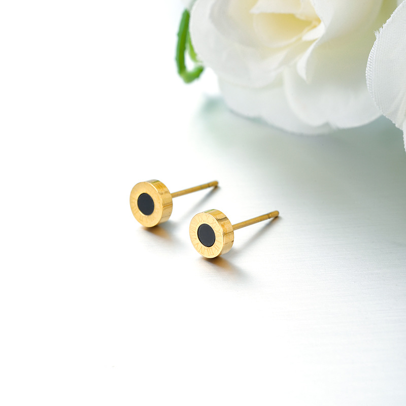 Asahei acero inoxidable chapado 14k color geometría romana pendientes circulares clásicos de moda simple diaria fácil de usar pendientes