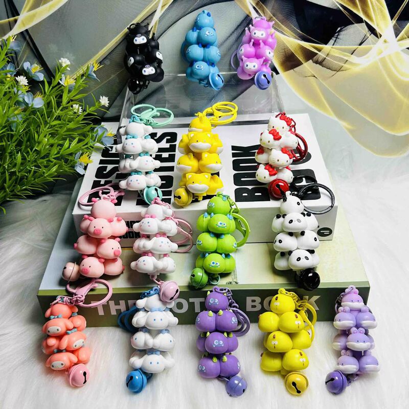 New Cute Cartoon Pet Stacking Toy Sanrio Car Keychain Chain Student Backpack Pendant Couple Gift