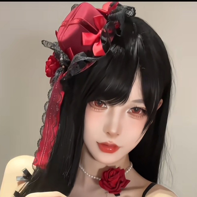 y2k原创手作暗黑哥特十字架玫瑰蕾丝亚比文化发饰发夹头饰小礼帽|undefined