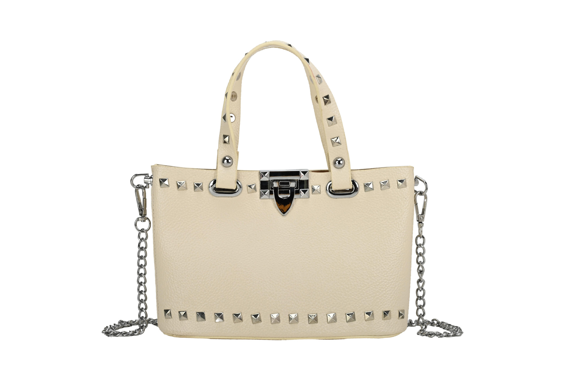 Bolso para mujeres 2026 nueva moda transfronteriza bolso de mano de moda alta sensación lichi remaches mochila de hombro
