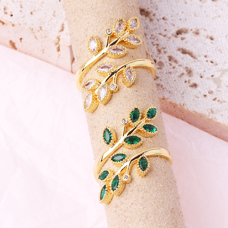 Zircon Inlay Material Open Ring Classification Simple Style Shiny Grain Copper Gold Plated Zircon Open Ring In Bulk