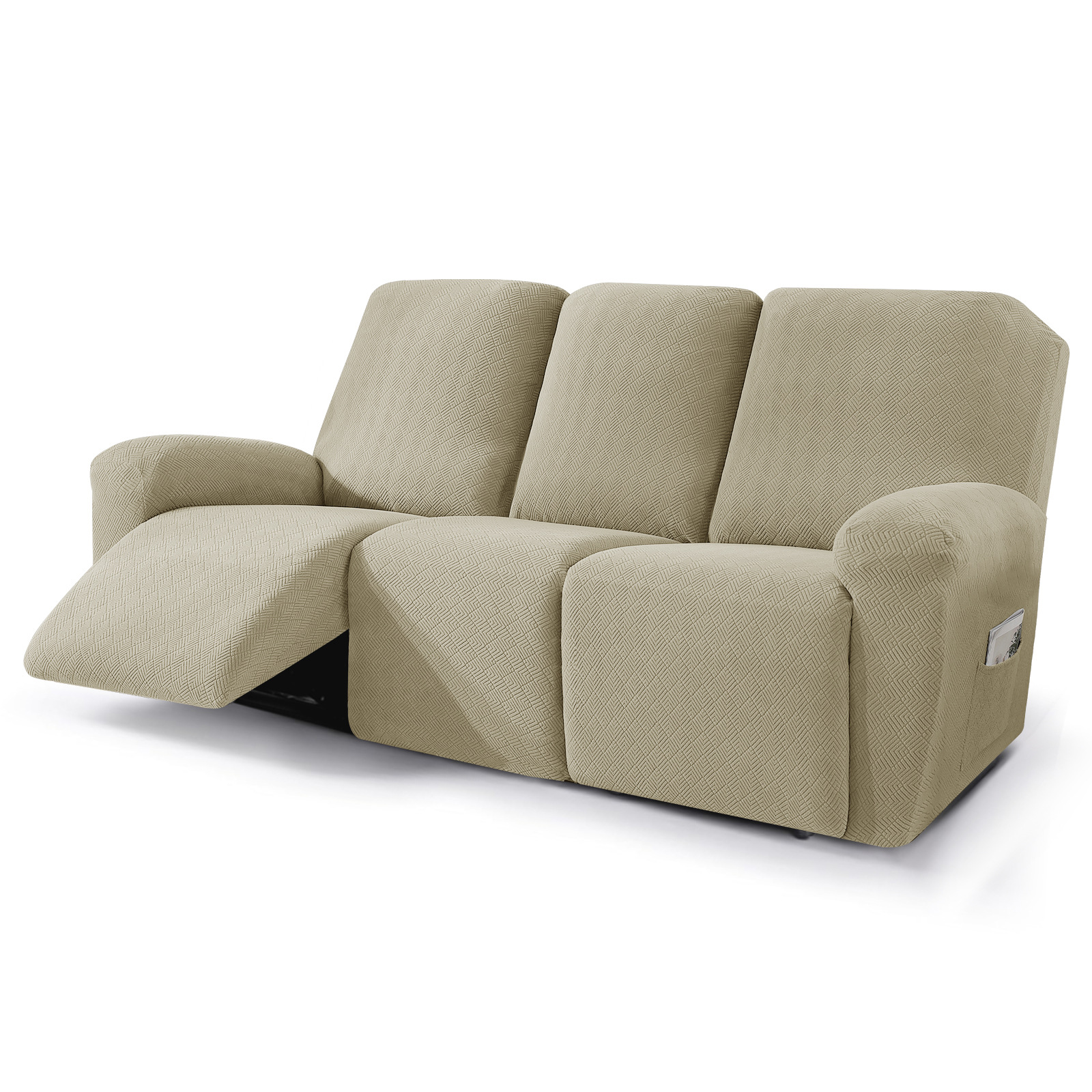 Nueva cubierta de sillón reclinable Jacquard diamante cubierta de sillón reclinable elástica cubierta de sofá de cuatro estaciones con bolsillo cubierta de sillón de masaje de color sólido