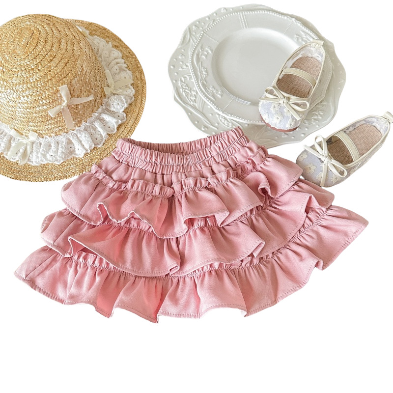 Falda corta de siete niñas de limón salado, falda de tutú estilo ballet rosa, falda de pastel plisada, falda de princesa de moda occidental