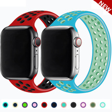 适用于苹果手表 apple Watch1-6/se代 多孔透气硅胶无扣耐克表带