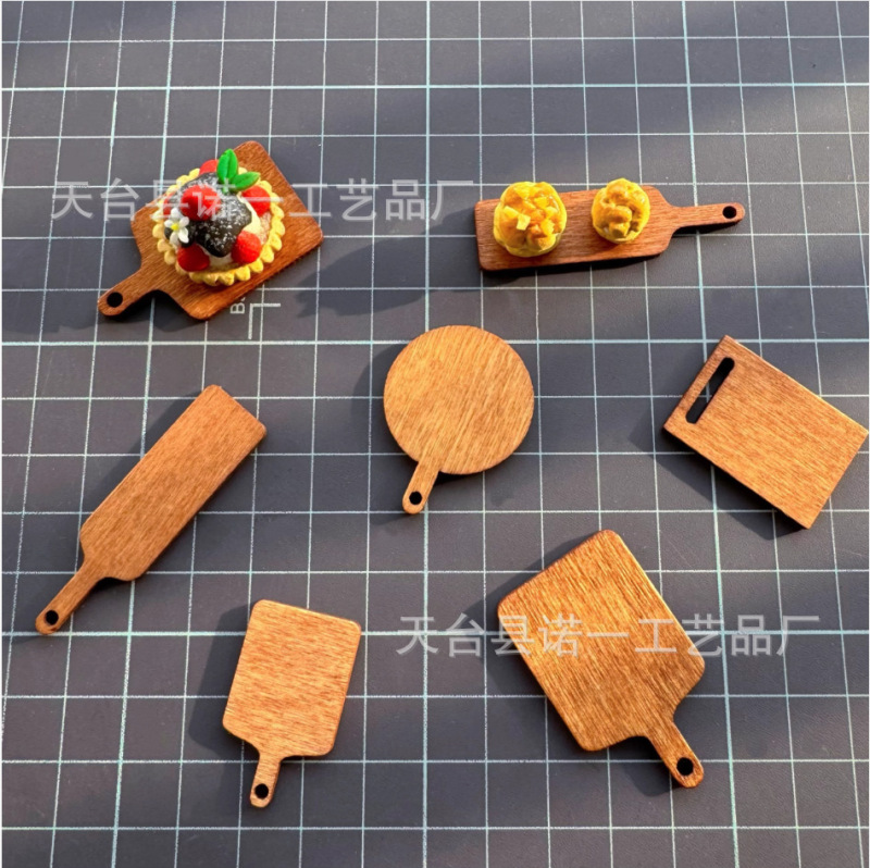 Mini Artificial Food Meal Board Model Cute Handmade DIY Home Scene Tray Wooden Miniature Scene Ornaments