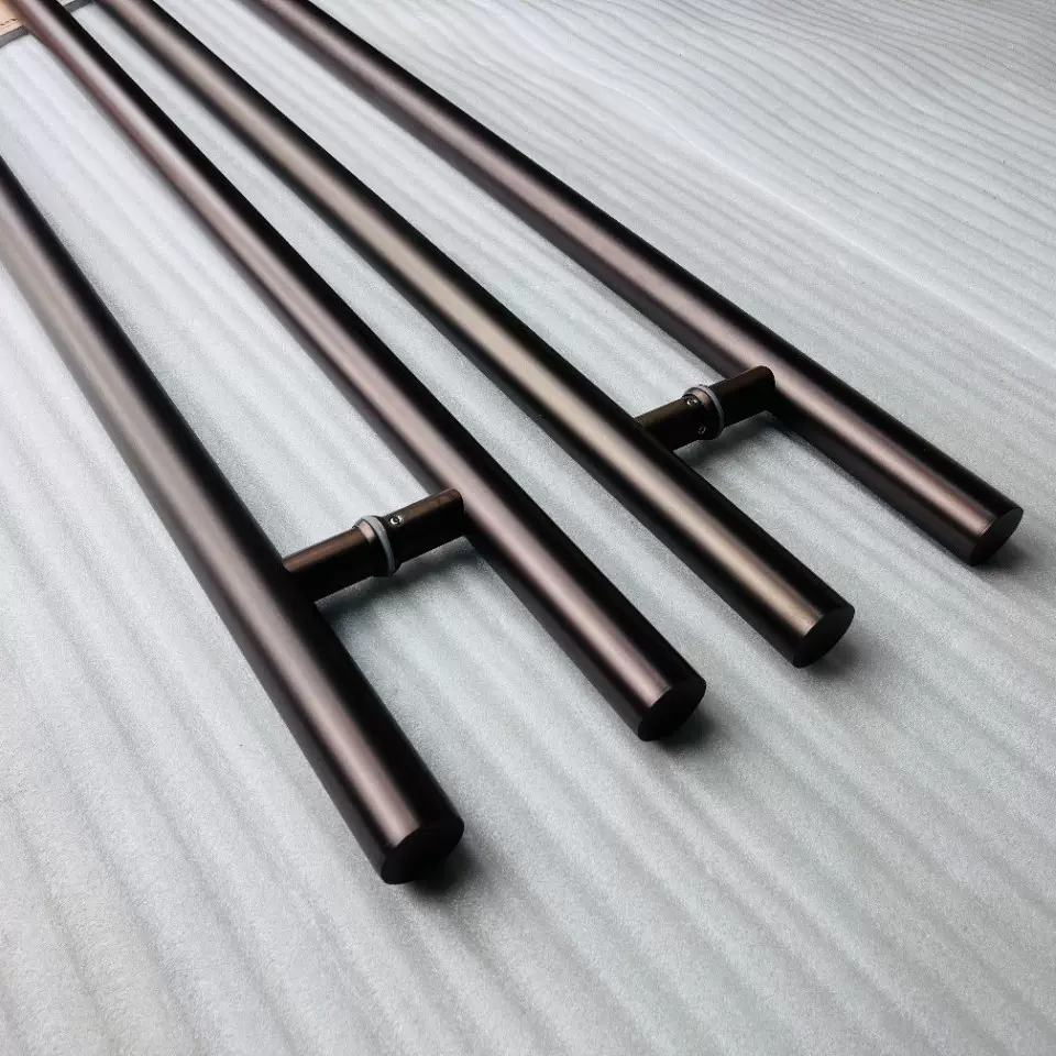 H型304不锈钢拉手拉丝玫瑰金防手纹推拉有框玻璃门拉手大门拉手