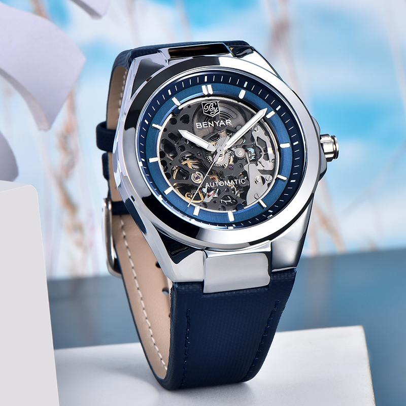 BENYAR/Binya Reloj de hombre de moda de personalidad deportiva de fondo hueco impermeable mecánico automático BY-5207