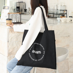 Japanese-style casual and literary canvas tote bag, Instagram minimalist fashionable double-layer hand-held shoulder bag, trendy letter print women's bag