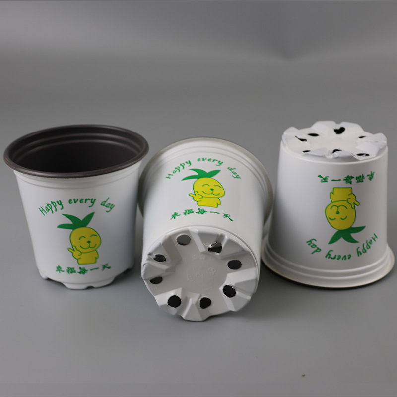 White plastic durable breathable flowerpot