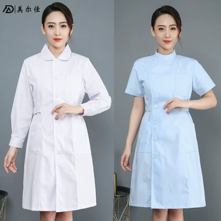美容院工作服夏季薄款护士服皮肤管理纹绣师长袖白大褂套装女