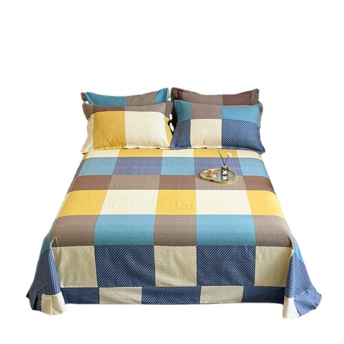 Brushed bed sheet single piece pure cotton with skirt thickened single dormitory bed sheet single product bed sheet four-piece set wholesale