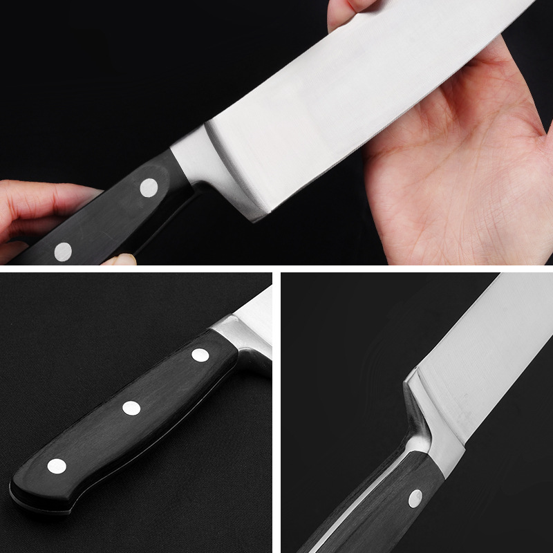 Cuchillo de acero inoxidable de madera de color personalizado cuchillo de acero inoxidable cuchillo de cocina de madera de color ABS mango image 4