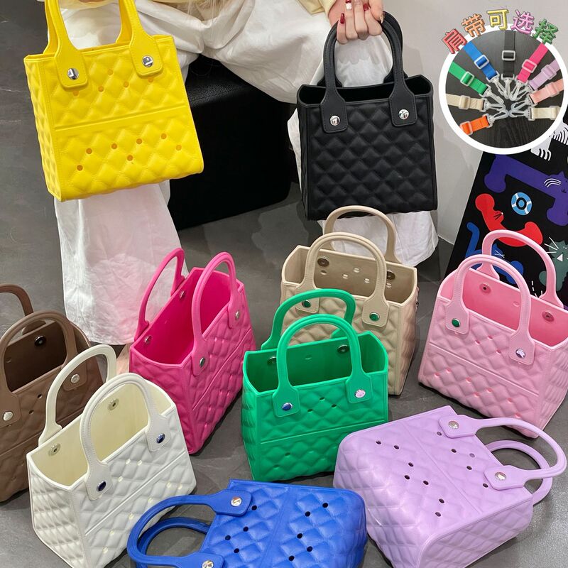 Foreign trade bag 2025 e-commerce fashion new beach waterproof small square bag EVA hole bag handbag shoulder bag Foreign trade bag 2025 e-commerce fashion new beach waterproof small square bag EVA hole bag handbag shoulder bag