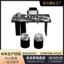 轻奢岩板茶桌 客厅家用阳台茶台办公室茶桌椅组合一桌三椅茶几
