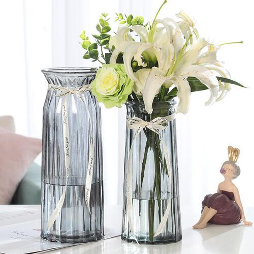 Creative simple glass vase colorful transparent water-raised rich bamboo lily flower vase living room decoration ornaments