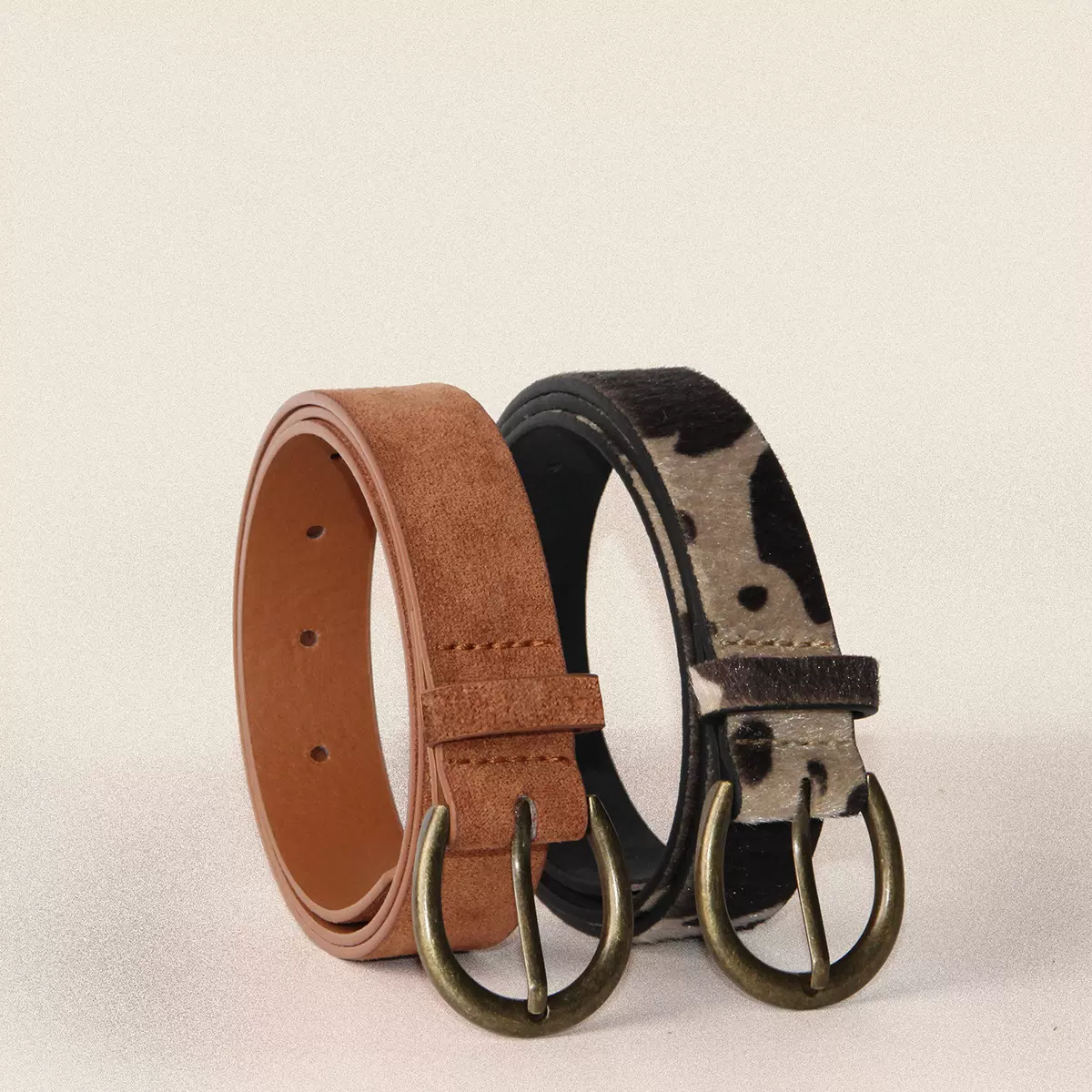 跨境复古风青古铜扣女士腰带PU百搭女士皮带绒面豹纹腰带复古批发