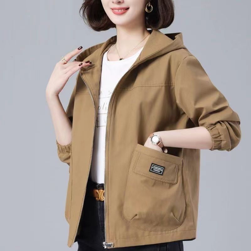 大码休闲短款外套女春秋夹克衫新款中老年妈妈装百搭上衣女双层|undefined