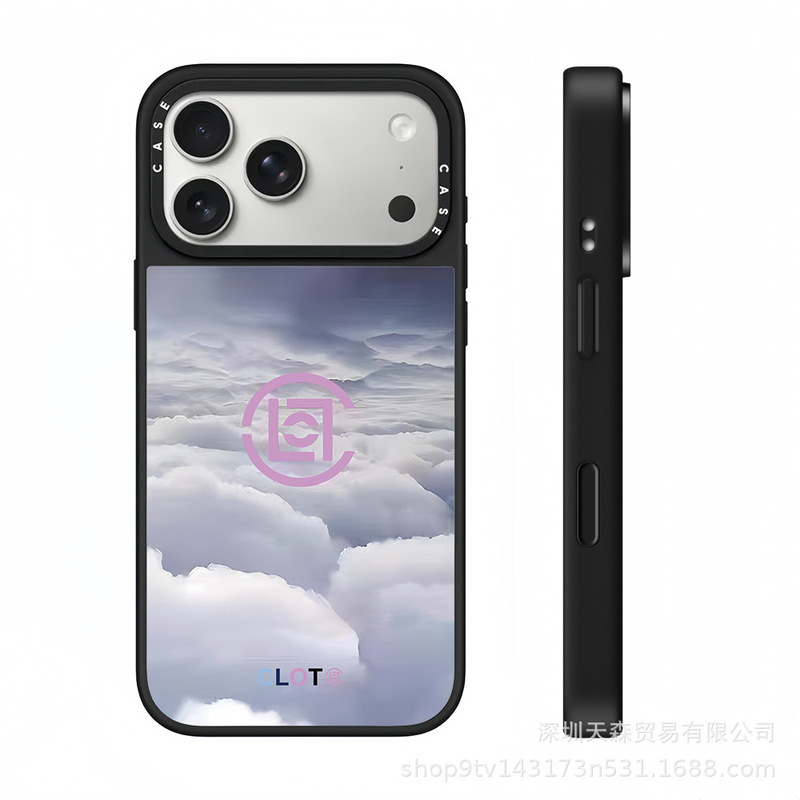 CASET共同ブランドの黒盤レコード風iPhone17ProMax用スマホケース、16Pro、トレンドブランド、14ミラーケース|undefined