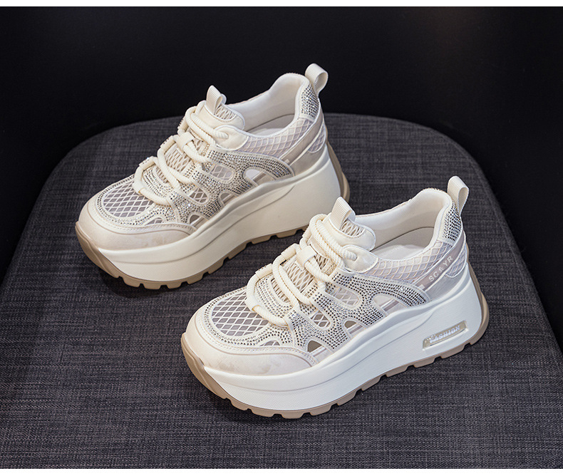 Giày sneaker nữ đế dày lưới thoáng khí phong cách retro — Trắng 5086, Champagne 5086, Tím 5086 chi tiết 14