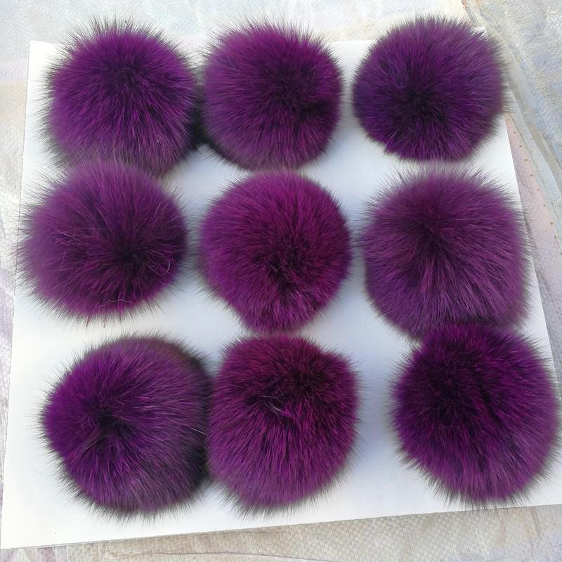 En stock 8-9cm de piel de zorro real Bola de piel accesorios de Ropa Accesorios de bricolaje bola de peluche colgante de la joyería