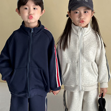 儿童秋冬季套装男童女童运动加绒2025新款宝宝休闲卫衣外套两件套