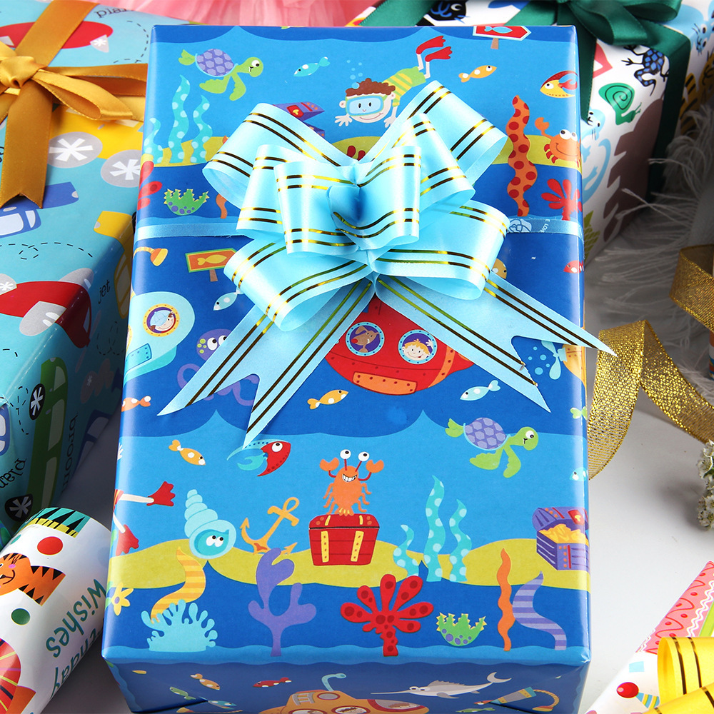 Papel de regalo grueso de 80g, papel de regalo de dibujos animados, lindos juguetes para niños, regalos de cumpleaños, cajas de regalo al por mayor