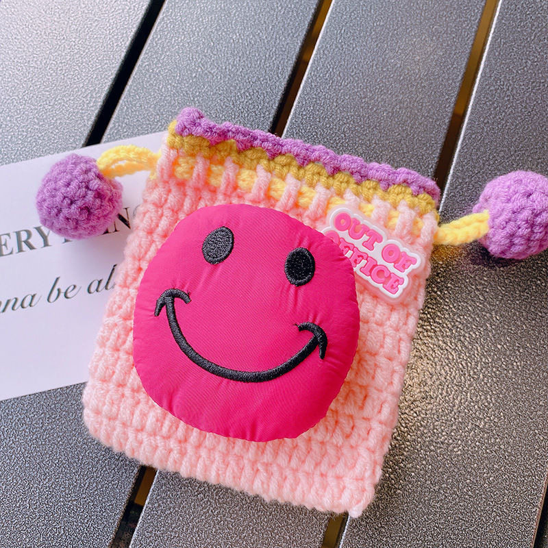 HD937A03 candy color twisted wire girl smile knitting cord headset pocket mouth red envelope zero money bag