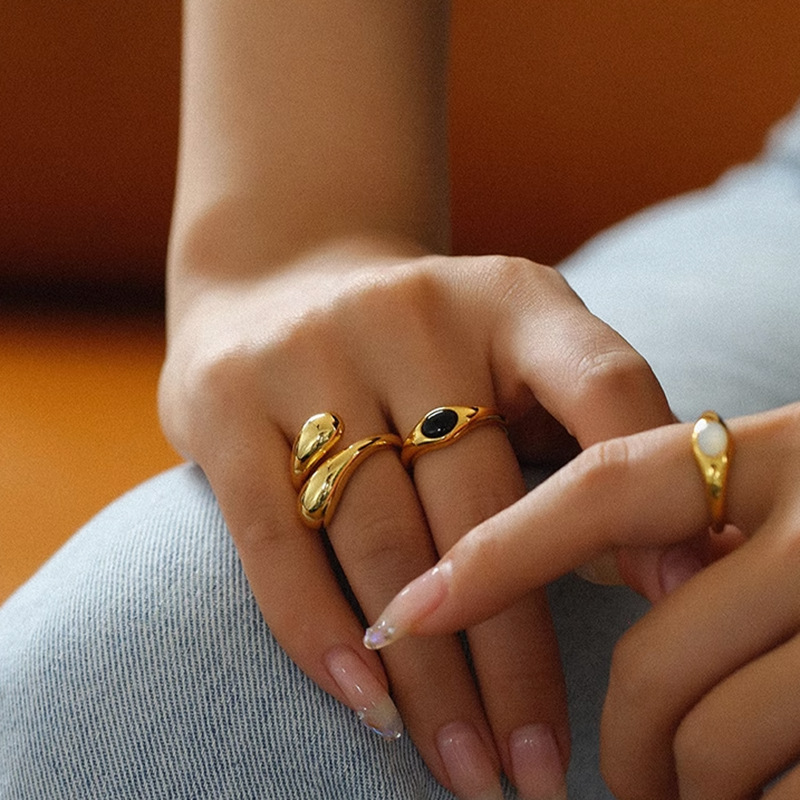 7g Weight Gold Plated Plating Material Rings Classification Gold Plated Solid Color 304 Stainless Steel Simple Style Plating Rings