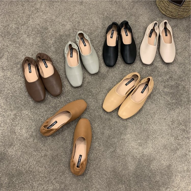 2023 New Two-Wear Loafers Shallow Mouth Flat Milk Shoes Instagram Square Toe Step-on Soft Bottom Ladyshoes for Women