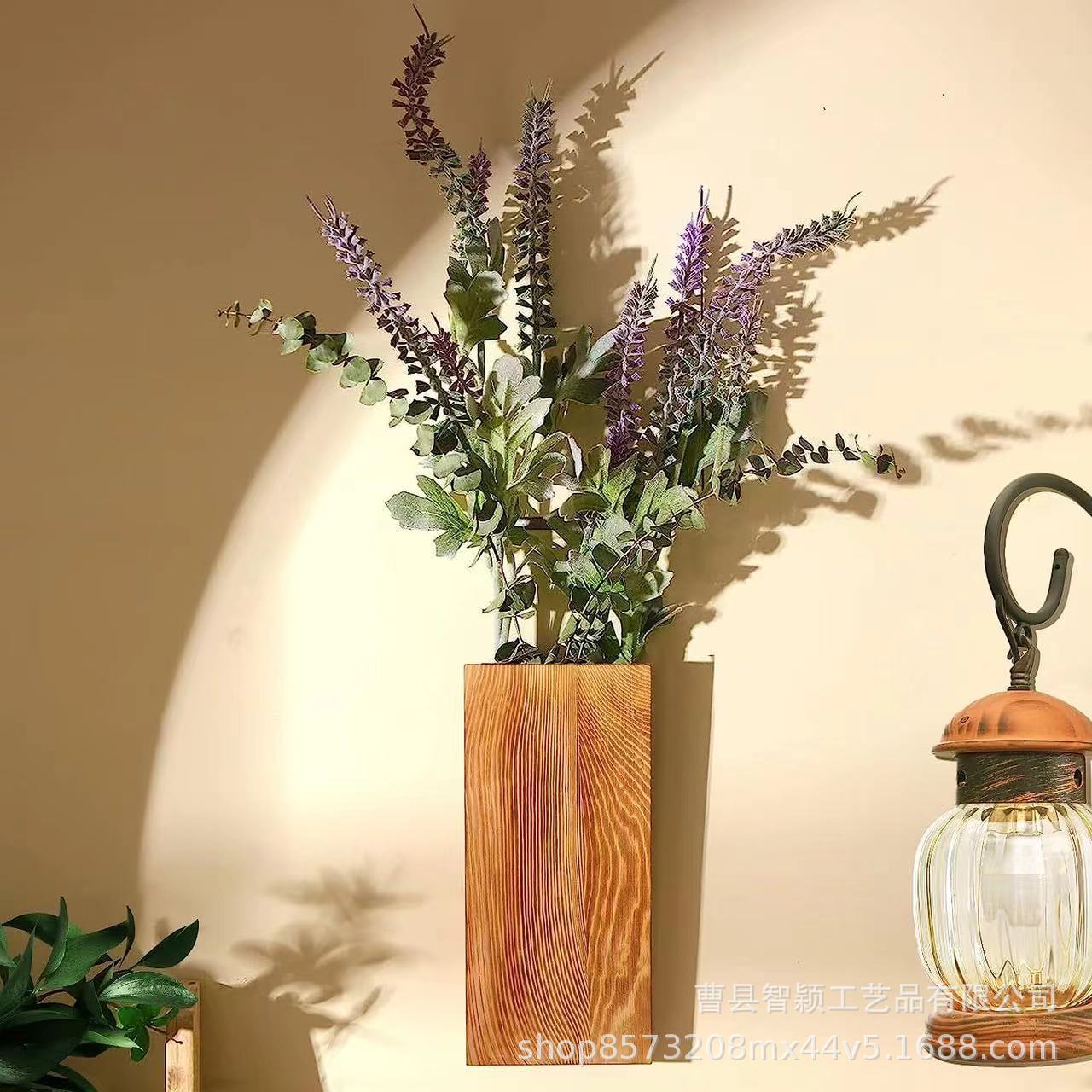 客厅木质墙壁干花架木质花瓶装饰收纳架家居装饰壁挂式植物花插