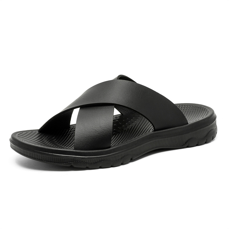 Men's Slip-on Slippers With Cross-strap For Comfortable Walking_voghion.com