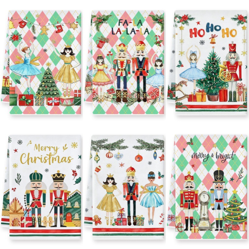 Cross-border Nutcracker Christmas Theme Microfiber Towel Cartoon Soldier Ballet Girl Kitchen Hand Towel