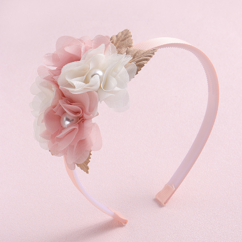 Sweet Leaf Flower Bow Knot Imitation Pearl Polyester Hair Band display picture 4
