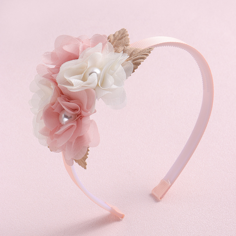 Imitation Pearl, Polyester Material Leaf, Flower, Bow Knot Pattern Sweet Leaf Flower Bow Knot Imitation Pearl Polyester Hair Band