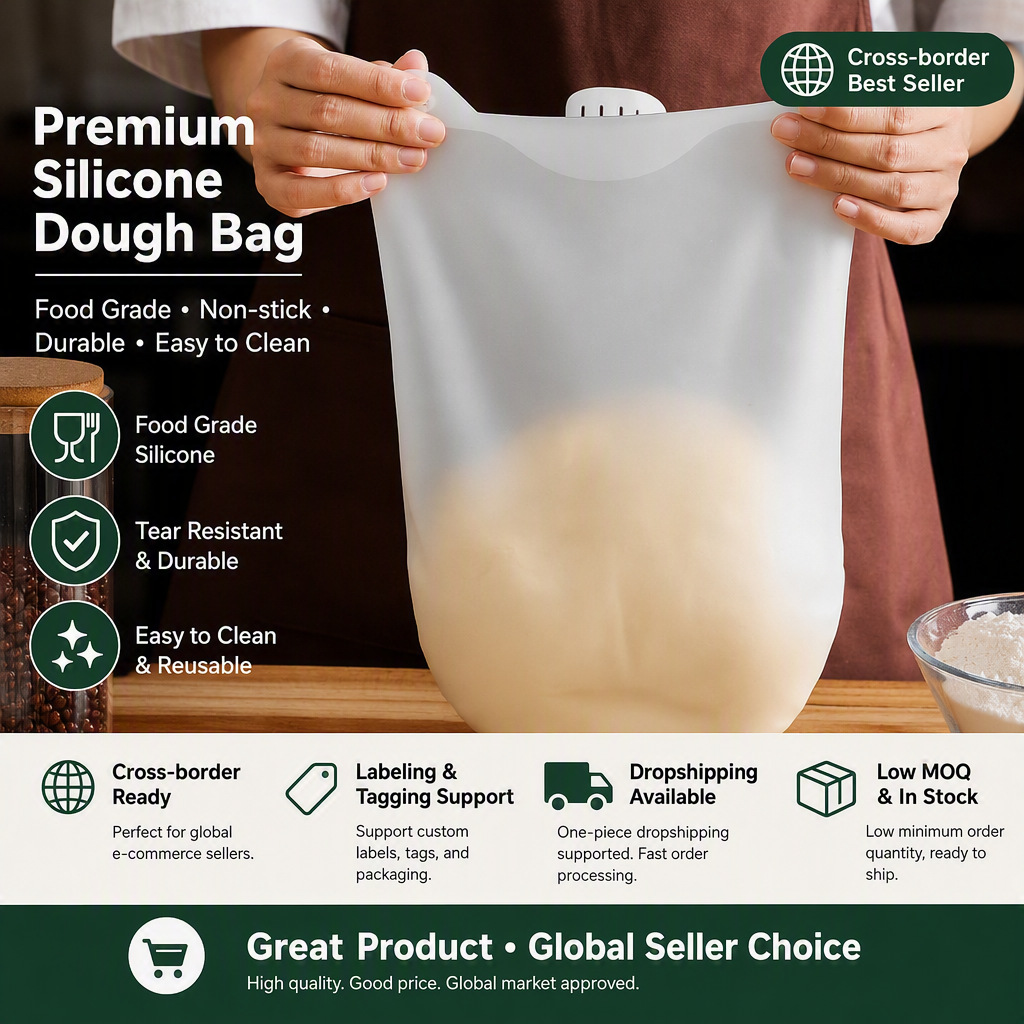 Cross-Border Thickened Kneading Bags, Non-Stick Food-Grade Silicone Kneading Bags, Dough Proofing Bags, Baking Bags