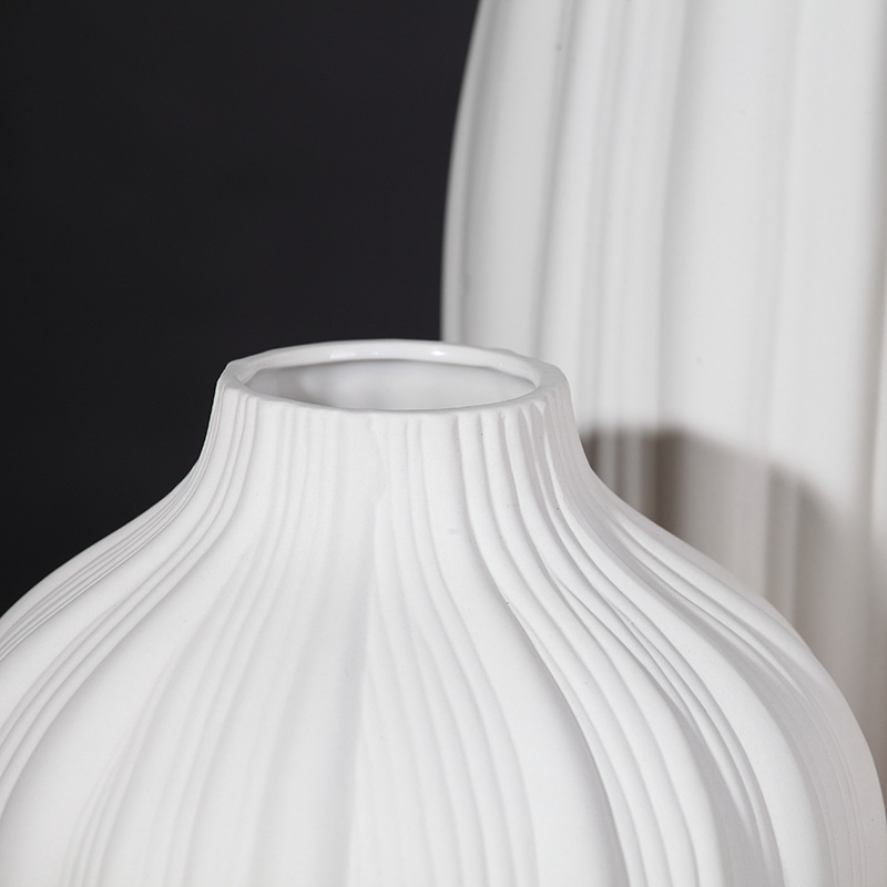 Nórdico de cerámica blanco florero grande creativo simple pasillo modelo sala de estar arte decoraciones adornos