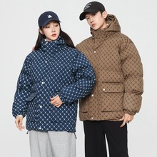 连帽棉衣男情侣款冬季加厚保暖宽松青年休闲印花棉袄百搭外套潮流