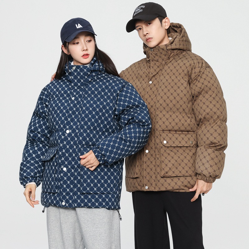 连帽棉衣男情侣款冬季加厚保暖宽松青年休闲印花棉袄百搭外套潮流