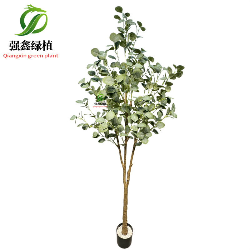 Planta de simulación de interior eucalipto árbol falso bonsai sala de estar decoración del suelo hoja de dinero falsa planta verde adorno en maceta image 10