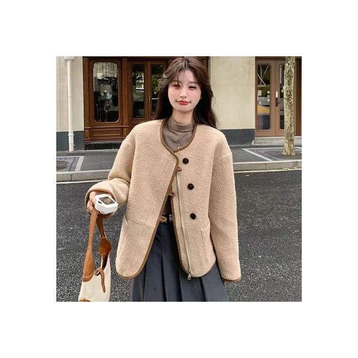 复古仿羊羔毛小香风外套女冬2025新款韩版加厚气质休闲百搭夹克潮|undefined