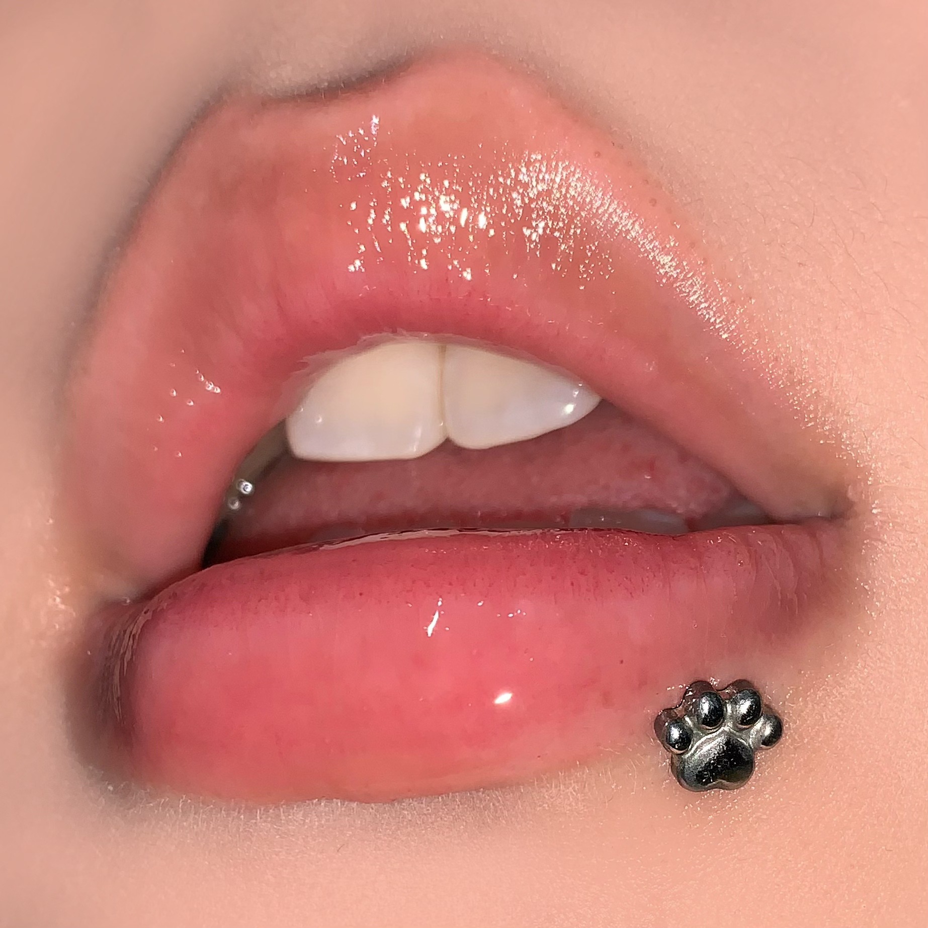 Pointed labret stud close-up product detail